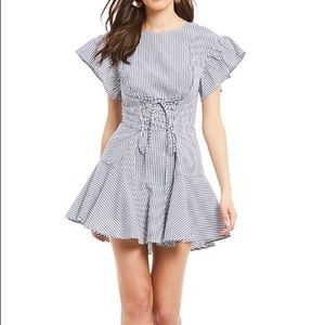 WAYF Hyrum Lace-up Striped Dress